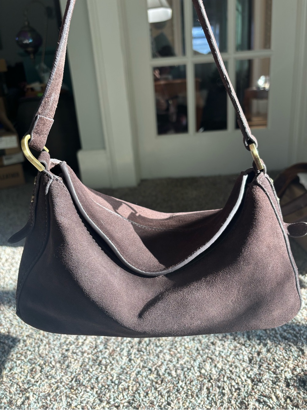 Think FALL! Brand New SLOUCHY Chocolate Brown Suede Shoulder Bag